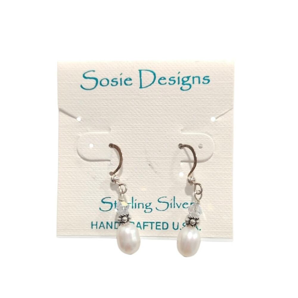 Sosie Designs Sterling Silver 925 Dangle Drop Earrings Fresh Water Pearl Hook
